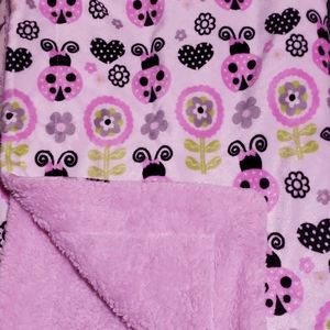 Pink lady bug baby blanket
